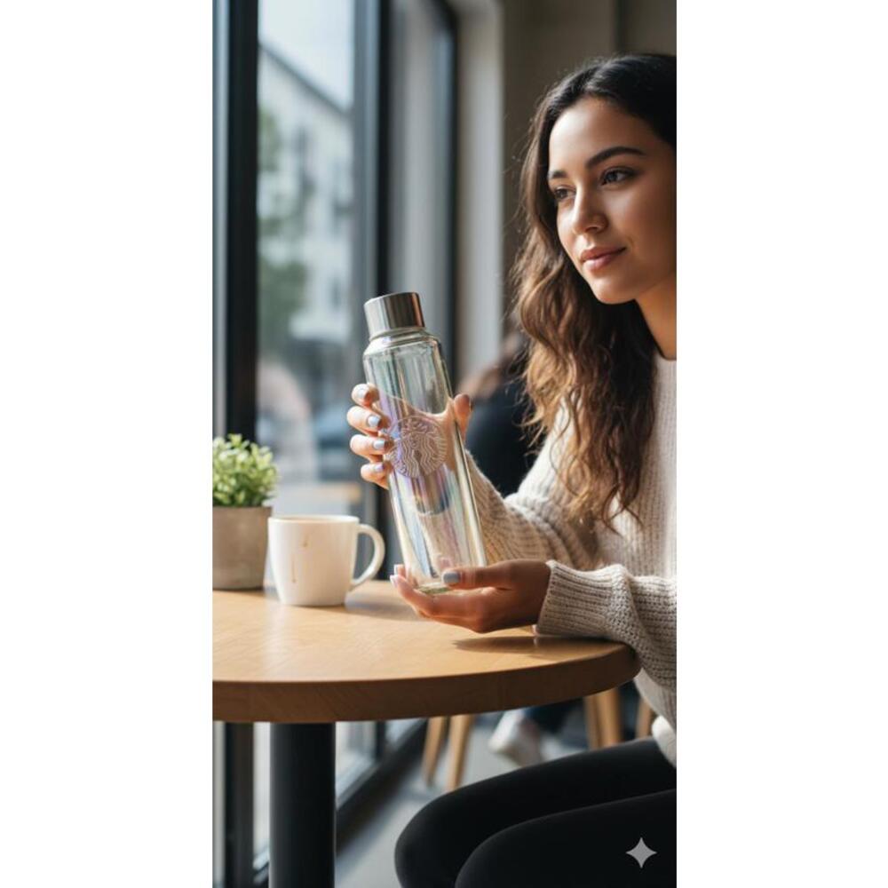 Starbucks Iridescent Rainbow Glass Water Bottle